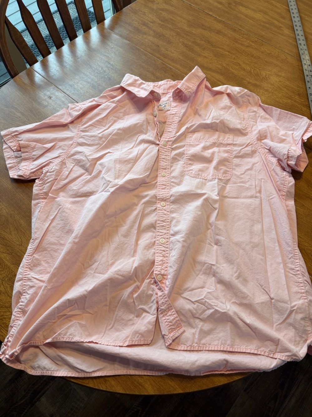 American Eagle Outfitters Pale Pink Short-Sleeve Button-Down Shirt